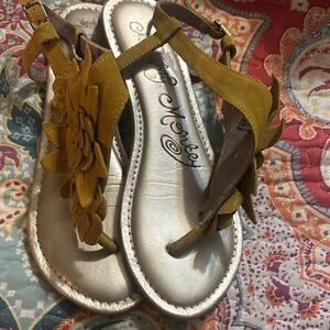 naughty monkey Mustard Yellow Floral T-Strap Sandals